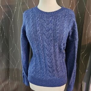 LOFT Blue Cable Knit Women's Sweater Size M Style #766595‎